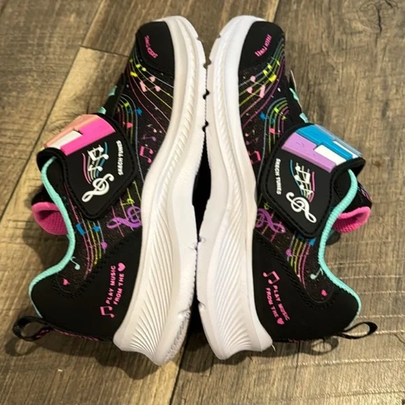 Skechers Black and Multicolor Kids Sneakers - Picture 9 of 12